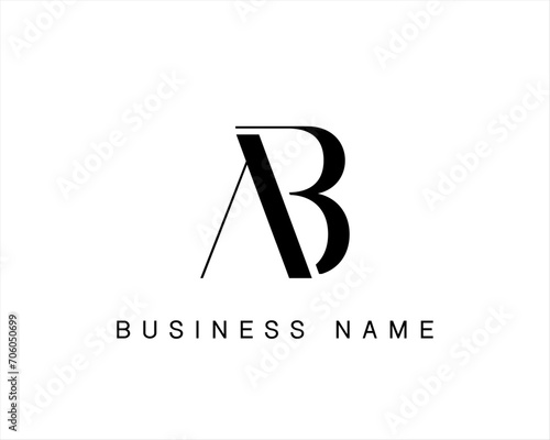 A B Logo. AB Letter Logo Design with Black Color.