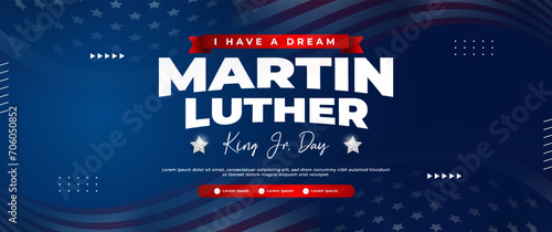 Martin Luther King Day banner design with American flag elements