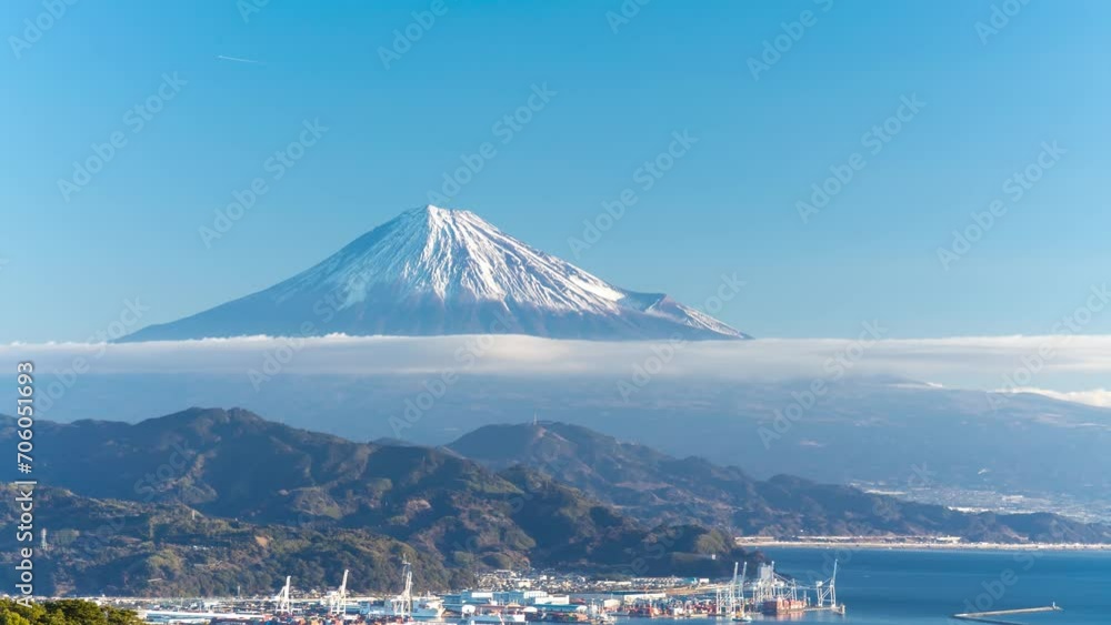 日本平から望む冬の富士山　タイムラプス