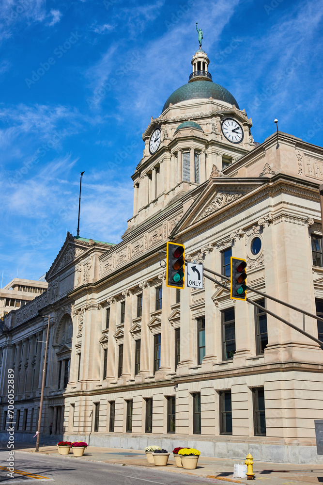 Courthouse Architecture with Corinthian Columns and Dome - Urban Setting