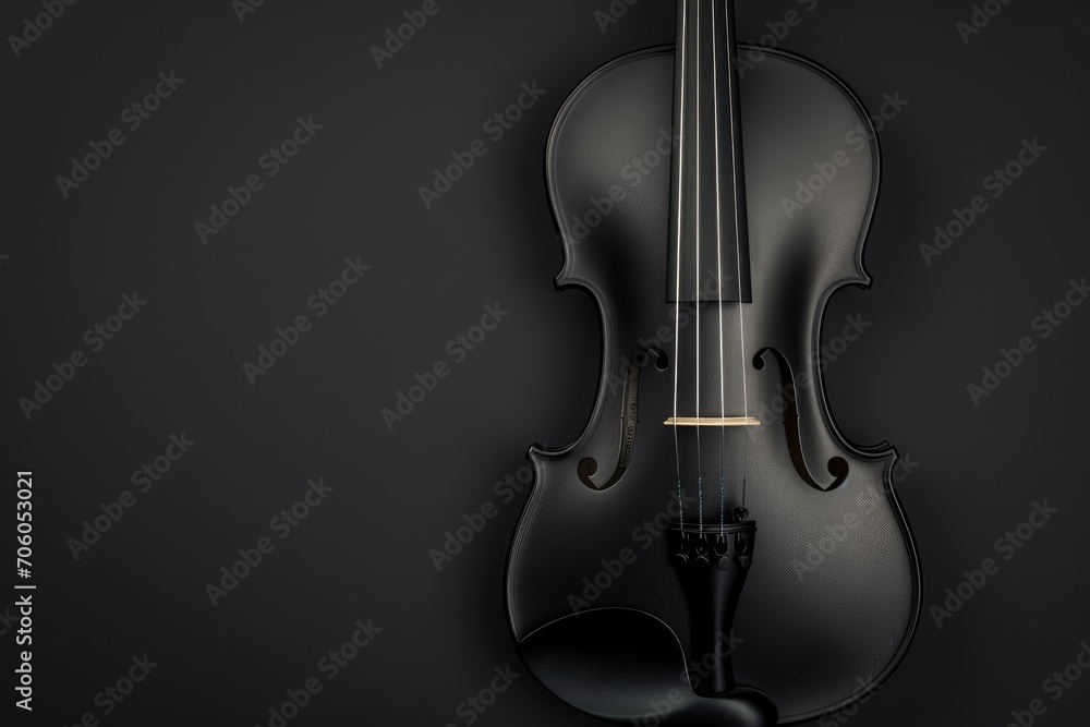 Matte black acoustic violin against a dark background Matte black acoustic violin against a dark background