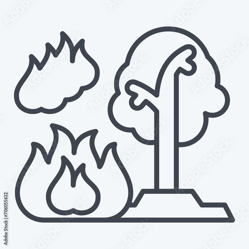 Icon Forest Fires. related to Nuclear symbol. line style. simple design editable. simple illustration