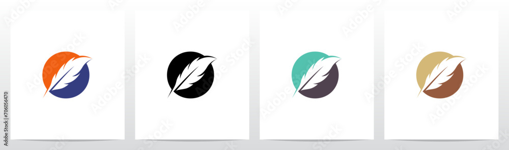 Feather Divide Diagonally On Letter Logo Design O