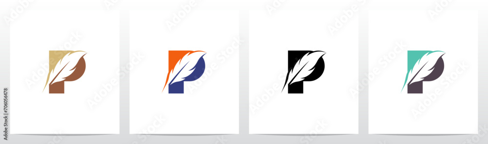 Feather Divide Diagonally On Letter Logo Design P