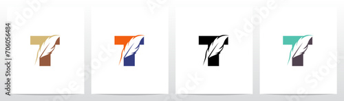 Feather Divide Diagonally On Letter Logo Design T