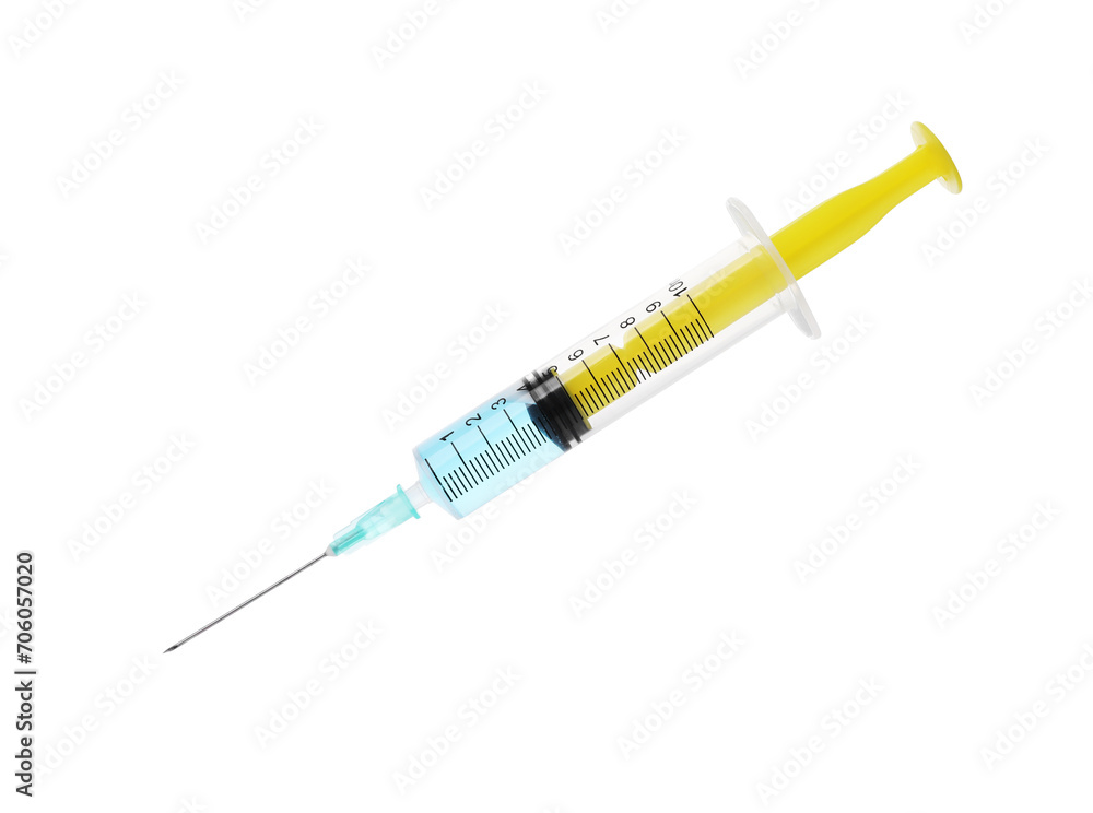 Disposable syringe with needle and medicine isolated on white Disposable syringe with needle and medicine isolated on white