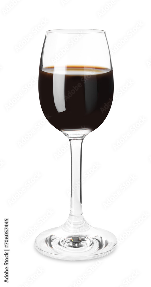 Shot glass with coffee liqueur isolated on white Shot glass with coffee liqueur isolated on white