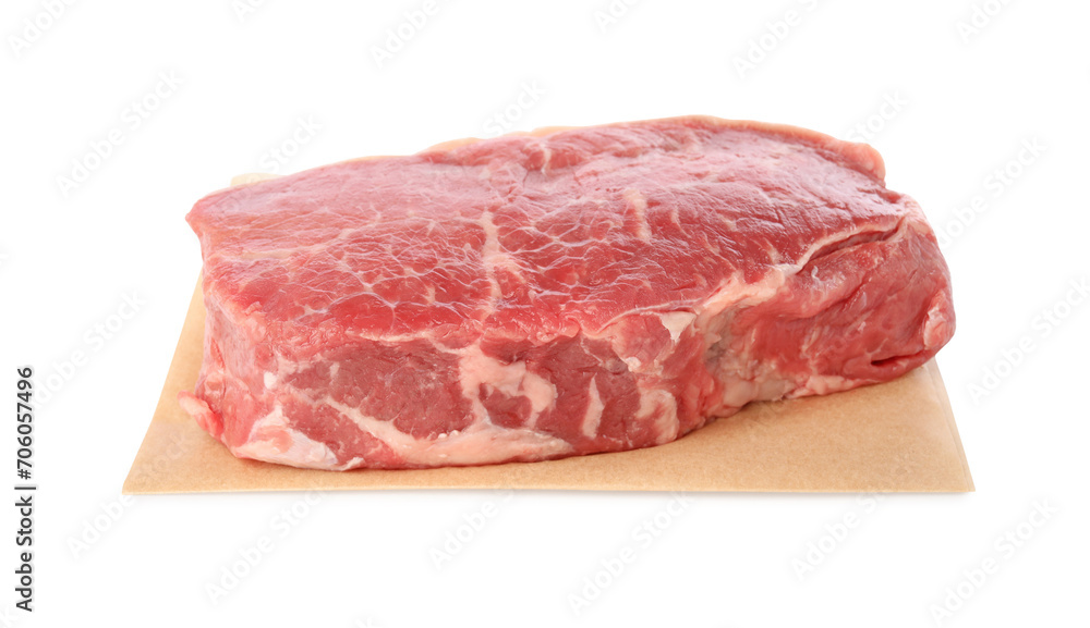 Steak of raw beef meat isolated on white