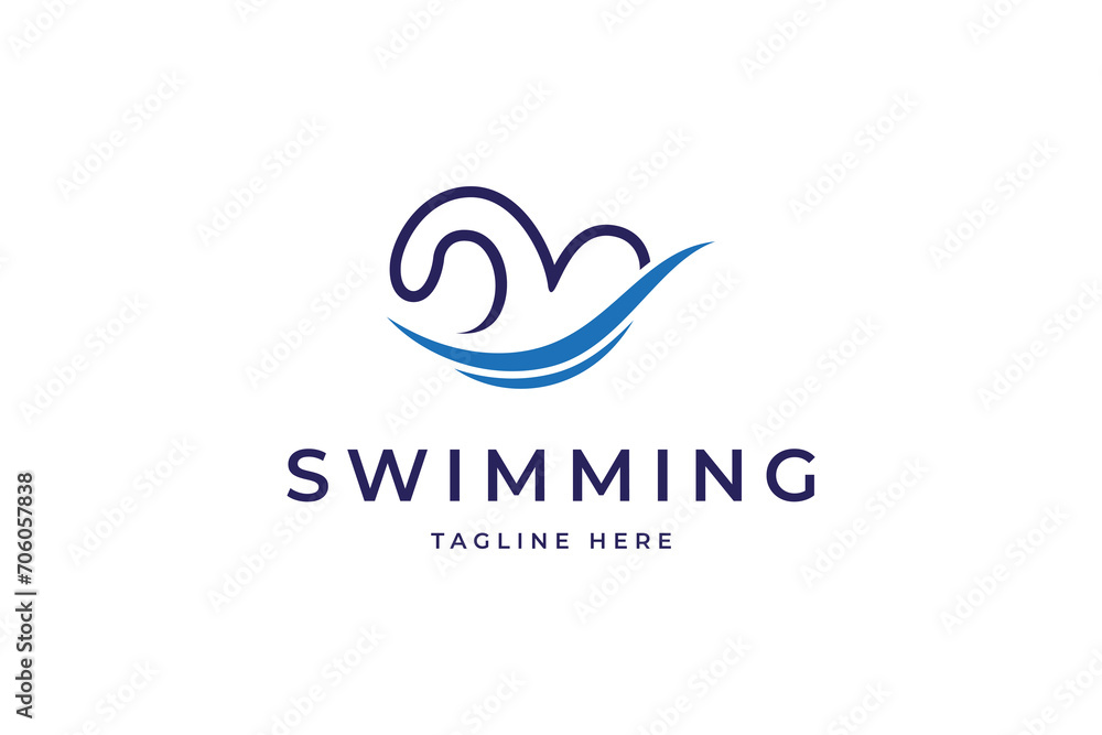 Swimming Sport logo design simple template flat vector Swimming Sport logo design simple template flat vector