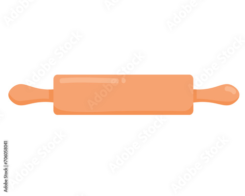 Doodle flat clipart. Simple illustration of a wooden rolling pin