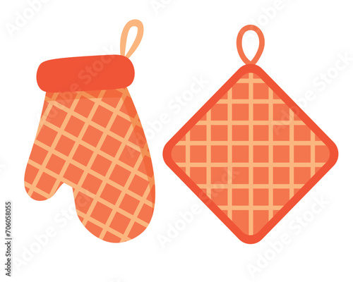 Doodle flat clipart. Simple illustration of a kitchen pot for hot