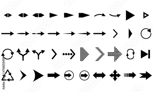 Set of black arrows on a white background.