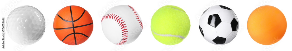 Different balls for various sports isolated on white, collection Different balls for various sports isolated on white, collection