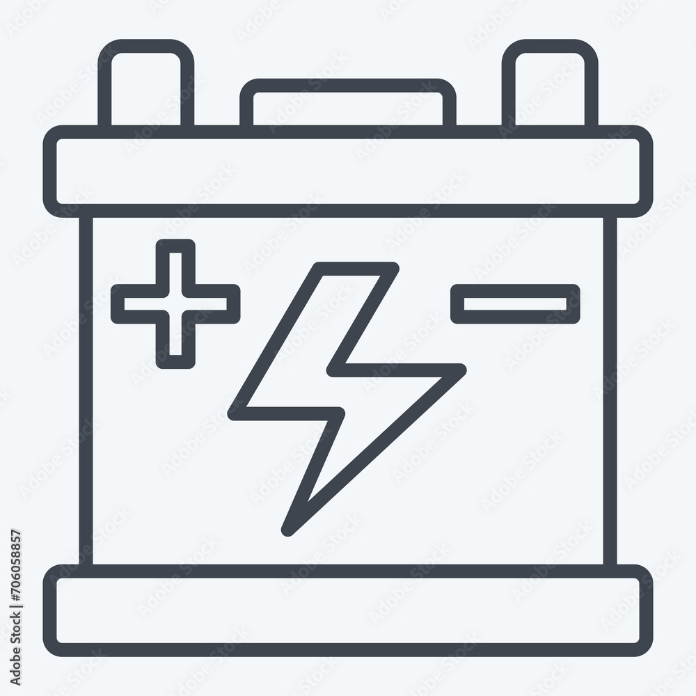 Icon Battery. related to Spare Parts symbol. line style. simple design editable. simple illustration Icon Battery. related to Spare Parts symbol. line style. simple design editable. simple illustration