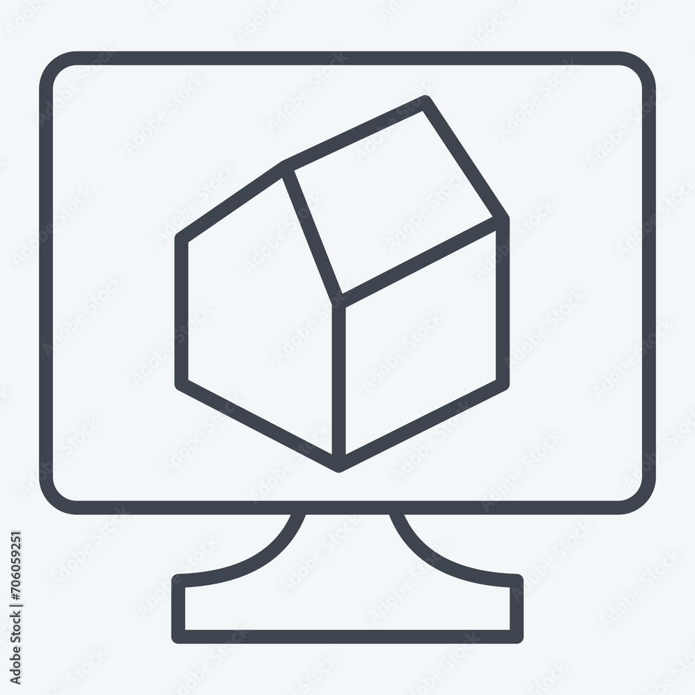 Icon 3D Rendering. related to 3D Visualization symbol. line style. simple design editable. simple illustration Icon 3D Rendering. related to 3D Visualization symbol. line style. simple design editable. simple illustration