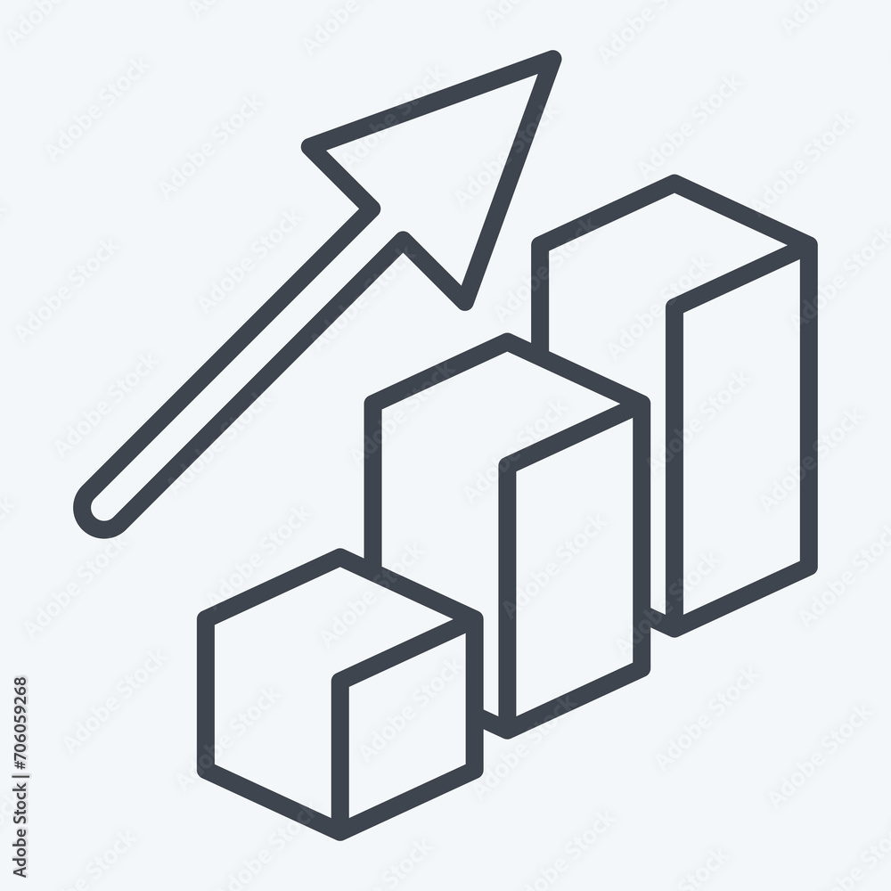 Icon Bar Chart. related to 3D Visualization symbol. line style. simple design editable. simple illustration Icon Bar Chart. related to 3D Visualization symbol. line style. simple design editable. simple illustration