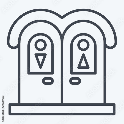 Icon Public Toilet. related to Amusement Park symbol. line style. simple design editable. simple illustration