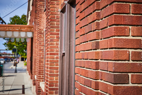 Red Brick Wall Texture and Urban Street Bokeh