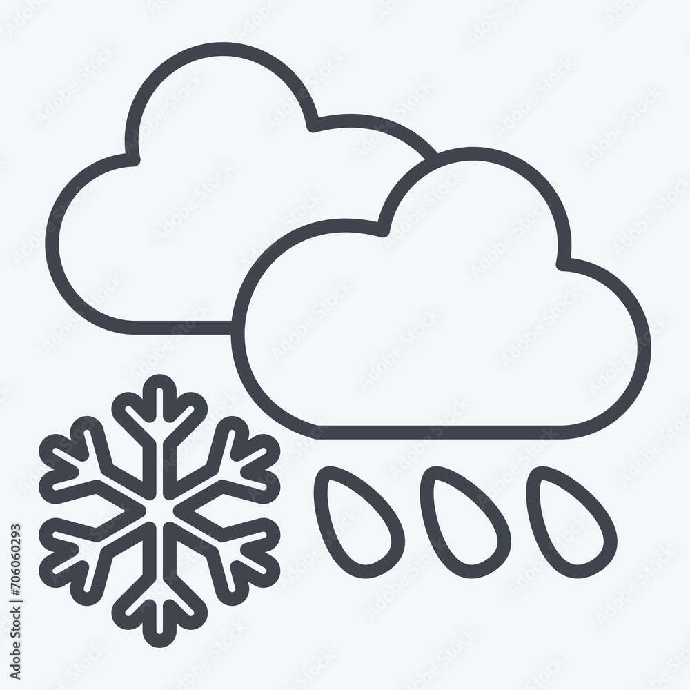 Icon Cloud Cover and Precipitation. related to Climate Change symbol. line style. simple design editable. simple illustration Icon Cloud Cover and Precipitation. related to Climate Change symbol. line style. simple design editable. simple illustration