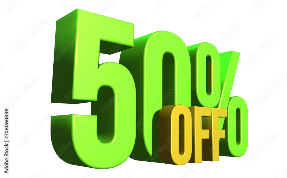 Green yellow 3d render label. 50% discount label on isolated transparent background, ready for promotion or advertising. Green yellow 3d render label. 50% discount label on isolated transparent background, ready for promotion or advertising.