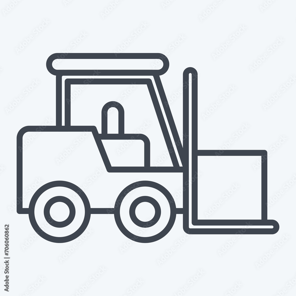 Icon Fork Lift. related to Building Material symbol. line style. simple design editable. simple illustration Icon Fork Lift. related to Building Material symbol. line style. simple design editable. simple illustration