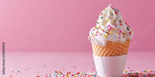 ice cream on pink background Generative AI