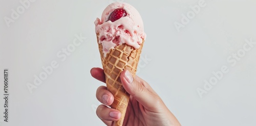 ice cream in women's hand Generative AI