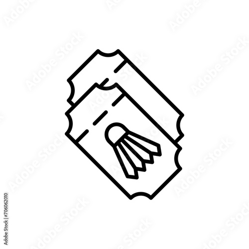 Badminton ticket outline icons, minimalist vector illustration ,simple transparent graphic element .Isolated on white background