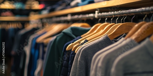 hangers with clothes in the store Generative AI