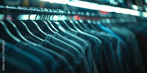 hangers with clothes in the store Generative AI