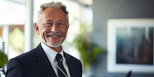 businessman sixty years old in office portrait Generative AI