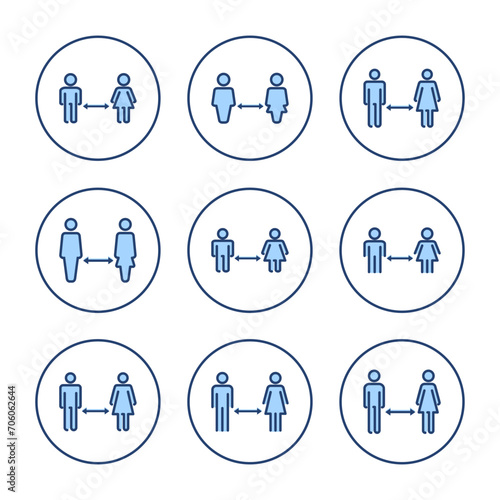 Social distancing vector. social distance sign and symbol. self quarantine sign