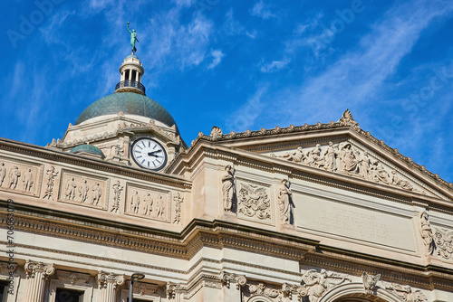 Neoclassical Courthouse Dome and Clock  Upward View