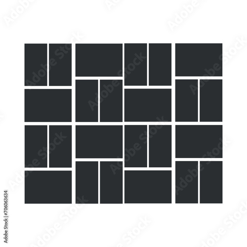 Set of black frames on white background