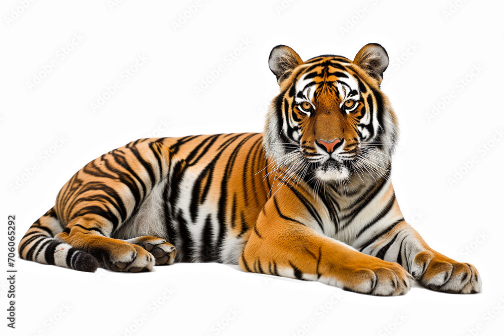 Bengal tiger isolated on white background