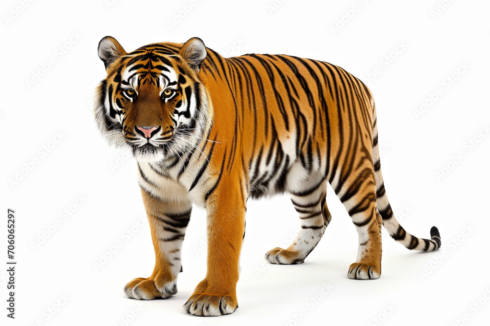 Bengal tiger isolated on white background