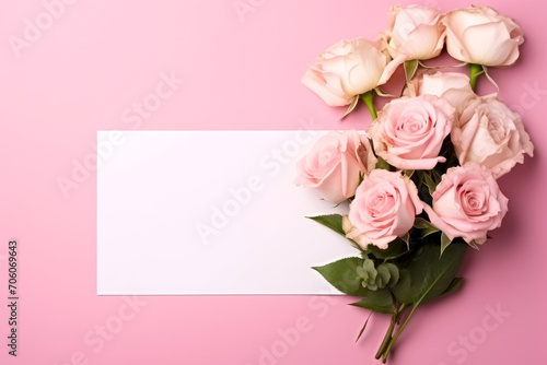 empty greeting card with roses good for valentines day, women day, mothers day.ai generative