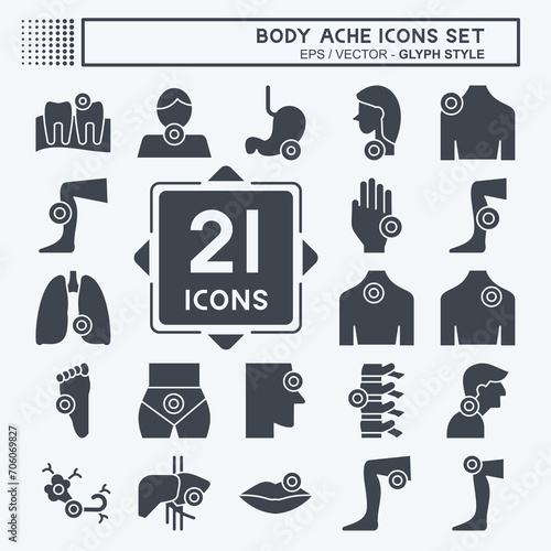 Icon Set Body Ache. related to Healthy symbol. glyph style. simple design editable. simple illustration