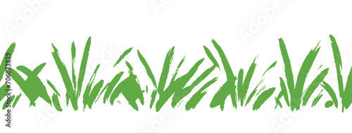 Grass doodle ink brush sketch seamless field border. Hand drawn vector grass field grunge texture brush background. Doodle herb, organic seamless pattern elements. Vector illustration