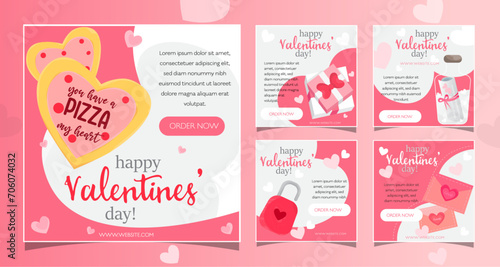 Valentines day social media post vector illustration