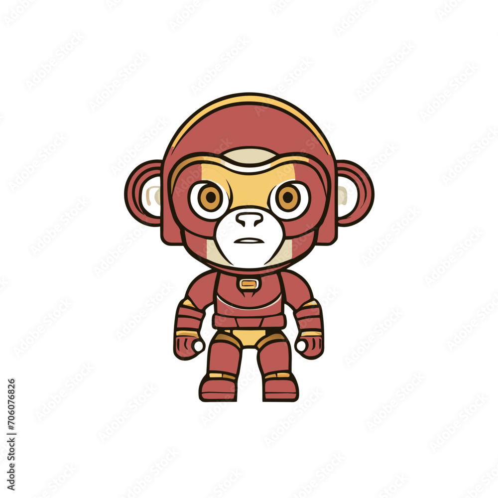 cute monkey cyborg cartoon style