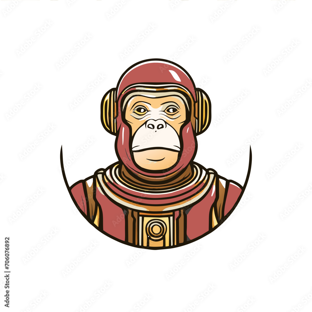 cute monkey cyborg cartoon style