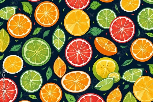 pattern with citrus fruits. Generative AI