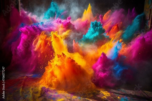 Vibrant burst of colors. Paint holi celebration. Generative AI