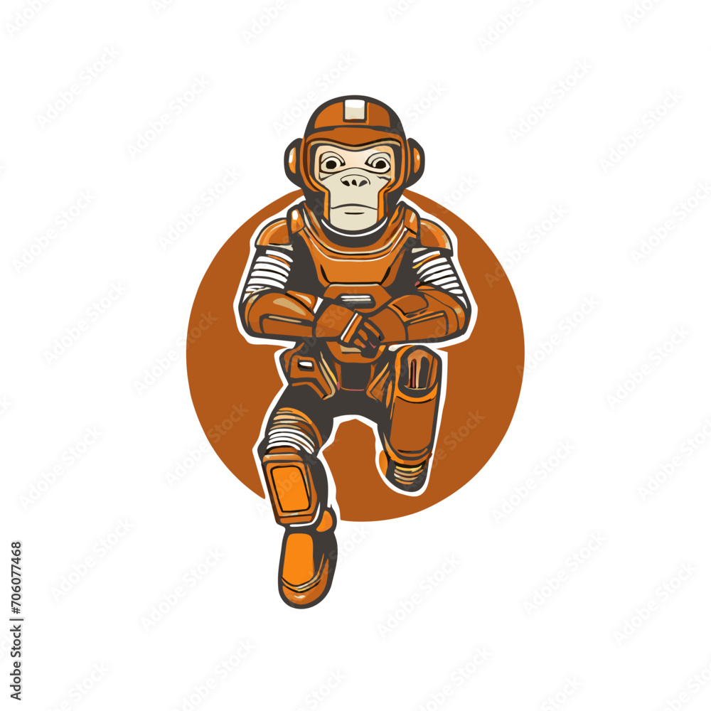 monkey cyborg robot cartoon style
