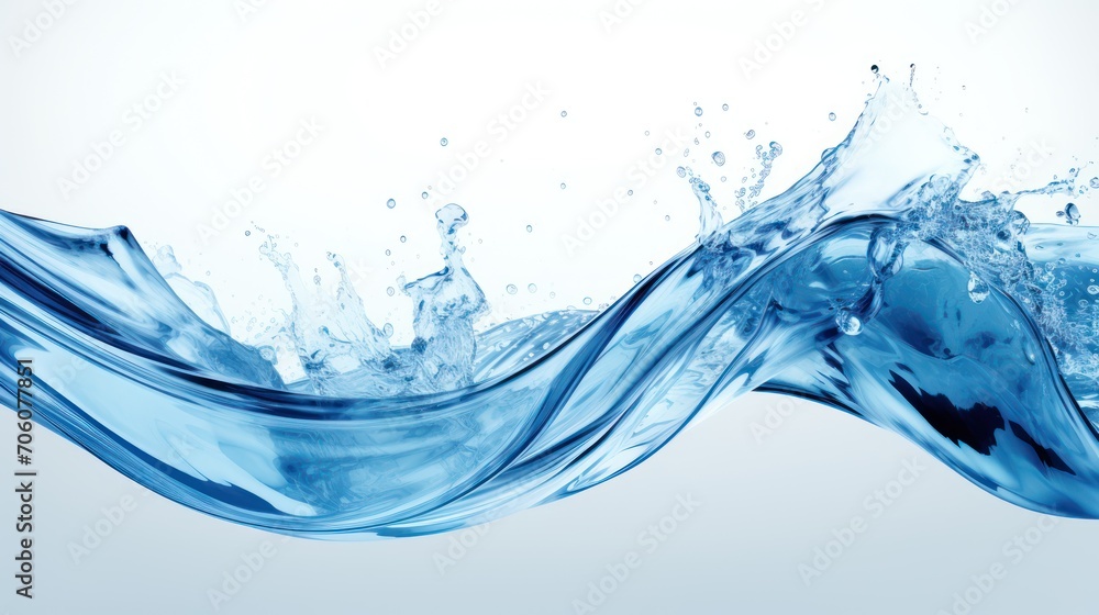 A Close-up of Blue water, spiral, liquid, splash, swirling wave, white isolated background. A Close-up of Blue water, spiral, liquid, splash, swirling wave, white isolated background.