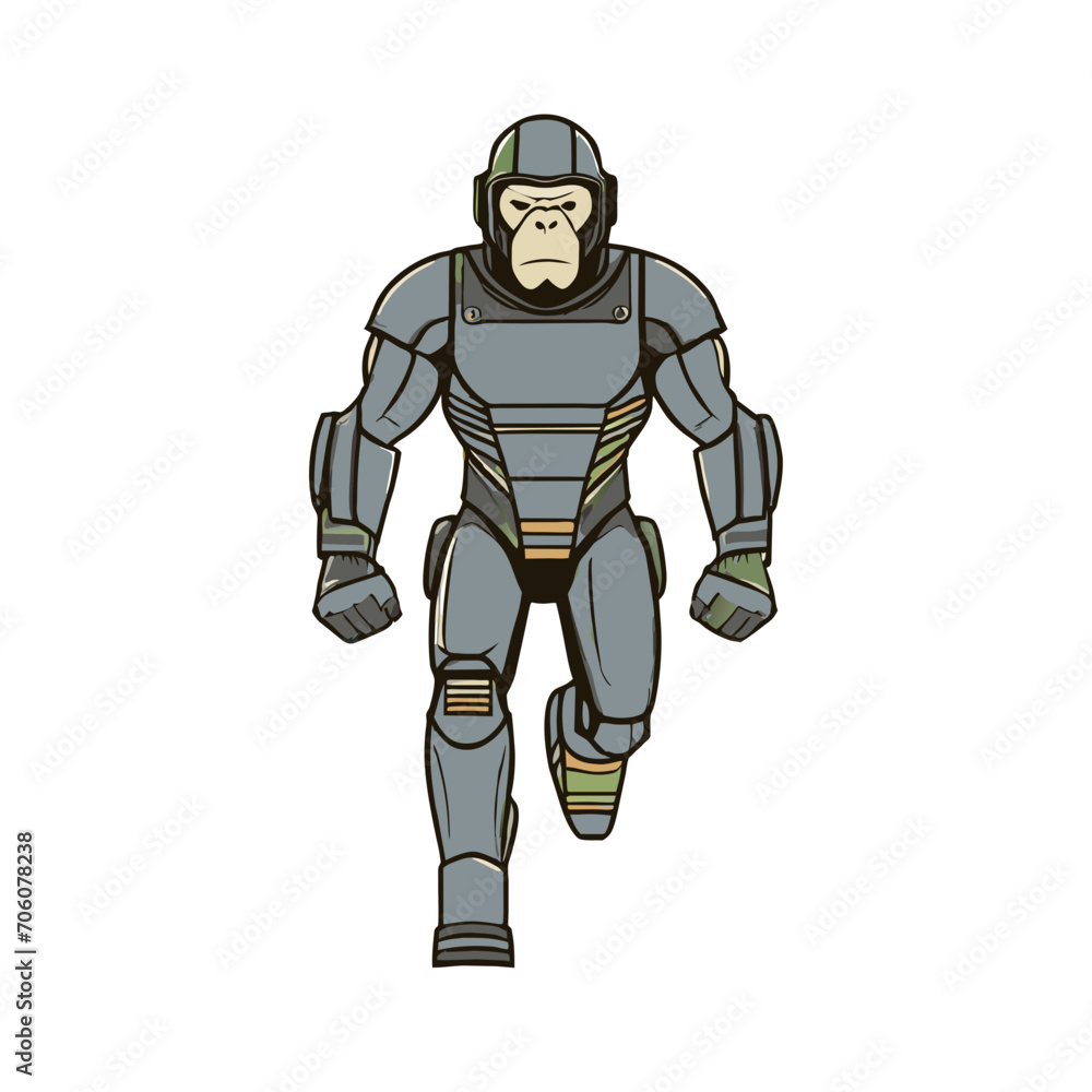 monkey cyborg cartoon style