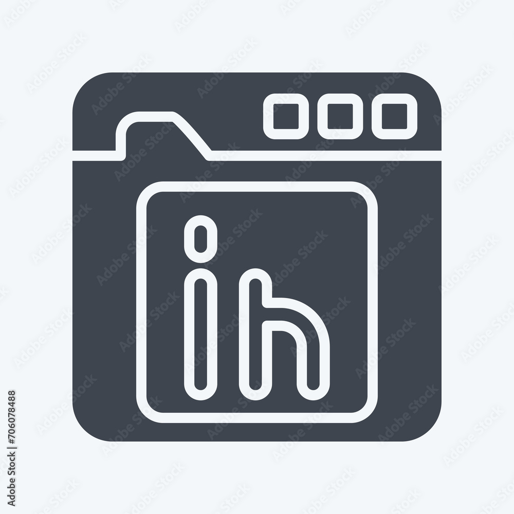 Icon Linkedin. related to Communication symbol. glyph style. simple design editable. simple illustration Icon Linkedin. related to Communication symbol. glyph style. simple design editable. simple illustration