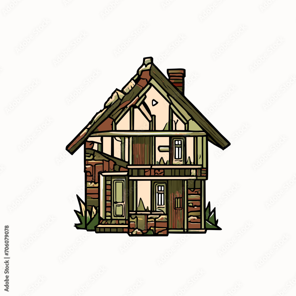 house cartoon style vector