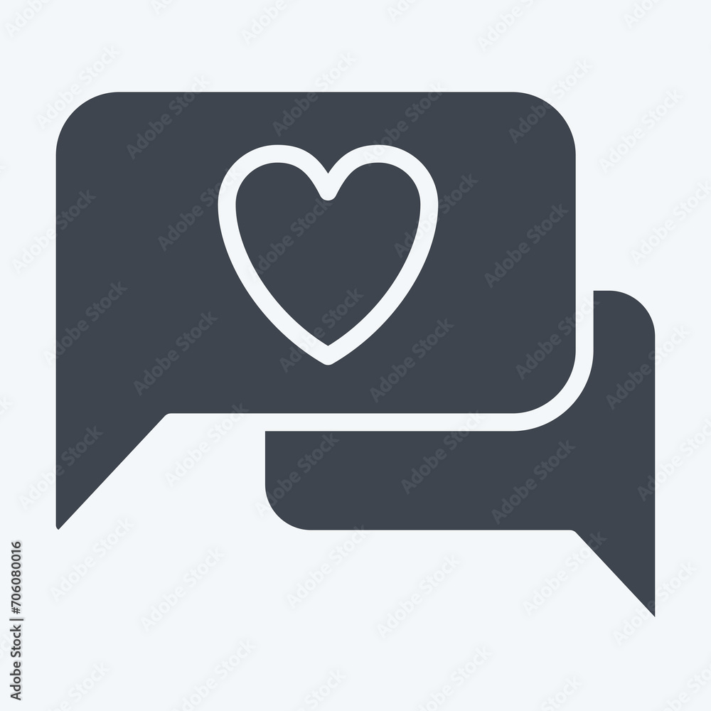 Icon Romantic Chat. related to Valentine Day symbol. glyph style. simple design editable. simple illustration Icon Romantic Chat. related to Valentine Day symbol. glyph style. simple design editable. simple illustration